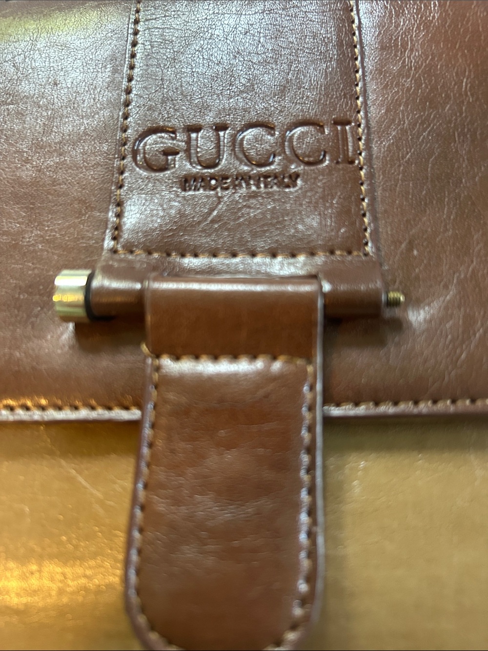 Two-Tone Brown and Tan Leather Shoulder Bag